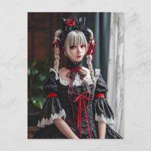 Elegante Anime-Meerjungfrau mit Katzenohren Postkarte