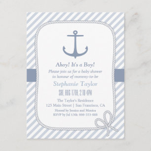 Elegante Anker-nautische Babyshower-Einladungen Einladung