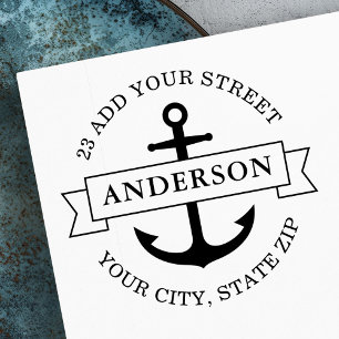 Elegante Anker- und Banner-nautische Rücksendeadre Gummistempel