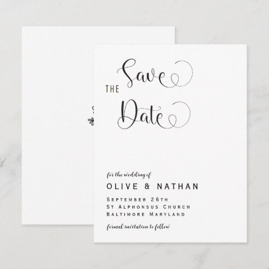 Elegante Ankündigung Datum freihalten Vorlage (Vorne/Hinten)