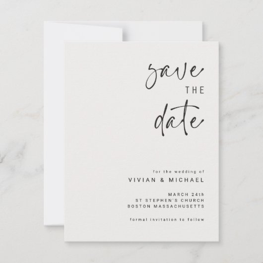 Elegante Ankündigung Datum freihalten Vorlage (Vorderseite)