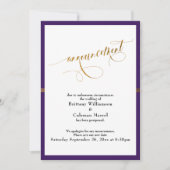 Elegante Ankündigung Lila & Gold Stripe Card (Vorderseite)