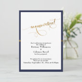 Elegante Ankündigung Navy & Gold Stripe Card (Stehend Vorderseite)
