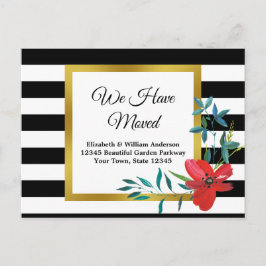 Elegante Ankündigung über Flora und Streifen Postkarte