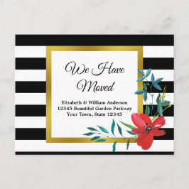 Elegante Ankündigung über Flora und Streifen Postkarte