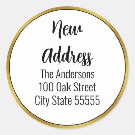 Elegante Ankündigung zur Schwarz-weiß- und Goldbew Runder Aufkleber