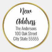 Elegante Ankündigung zur Schwarz-weiß- und Goldbew Runder Aufkleber (Vorderseite)