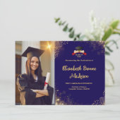 Elegante Ankündigungen von Gold- und Navy-Abschlüs (Stehend Vorderseite)