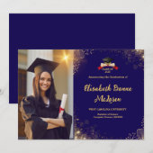 Elegante Ankündigungen von Gold- und Navy-Abschlüs (Vorne/Hinten)