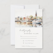 Elegante Annapolis Maryland Watercolor Wedding RSVP Karte (Vorderseite)