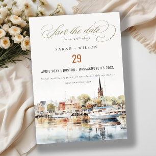 Elegante Annapolis Maryland Watercolor Wedding Save The Date