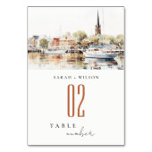 Elegante Annapolis Maryland Watercolor Wedding Tischnummer (Rückseite)