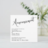 Elegante "Announcement" - Zurückgestellte Hochzeit Einladung (Stehend Vorderseite)