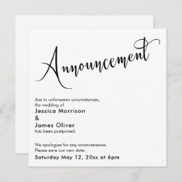 Elegante "Announcement" - Zurückgestellte Hochzeit Einladung