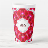 Elegante Anordnung der Roten Orchideen Milchtasse (Vorderseite)