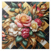 Elegante Anordnung farbiger Rose und Foliage Fliese (Vorderseite)