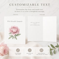 Elegante anpassbare Beileidskarte mit Pfingstrose