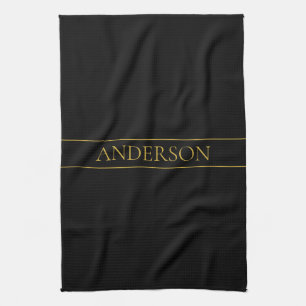 Elegante anpassbare Gold-Texte und -Linien Geschirrtuch