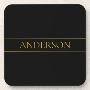 Elegante anpassbare Gold-Texte und -Linien Getränkeuntersetzer