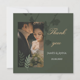 Elegante, anpassbare oliven-grüne Hochzeit  Dankeskarte