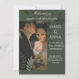 Elegante, anpassbare oliven-grüne Hochzeit  Einladung