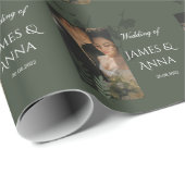 Elegante, anpassbare olivgrüne Hochzeit Geschenkpapier (Rolleneckpunkt)