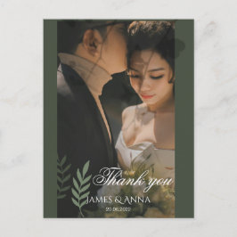 Elegante, anpassbare olivgrüne Hochzeit  Postkarte