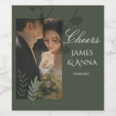 Elegante, anpassbare olivgrüne Hochzeit Weinetikett (Einzelnes Label)