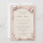 Elegante anpassbare Rosenholz-Rosa und Weiße Perle Einladung (Vorderseite)