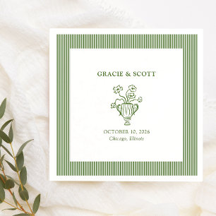 Elegante, anspruchsvolle, grüne Hochzeit Serviette