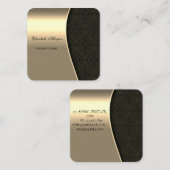 Elegante anspruchsvolle Imitate Gold, Black Damask Quadratische Visitenkarte (Vorne/Hinten)