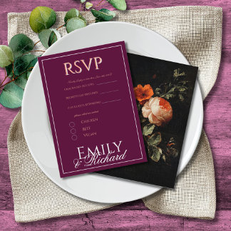 Elegante antike florale Hochzeits-RSVP-Essen-Auswa Begleitkarte