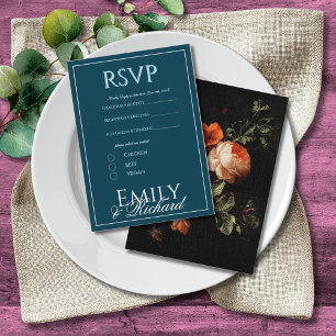 Elegante antike florale Hochzeits-RSVP-Essen-Auswa Begleitkarte