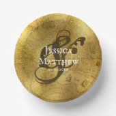 Elegante antike Goldene Metal Hochzeit Pappteller (Vorderseite)