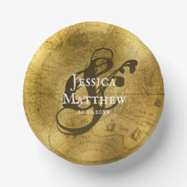 Elegante antike Goldene Metal Hochzeit Pappteller