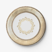 Elegante antike goldgerahmte Filigree Papierplatte