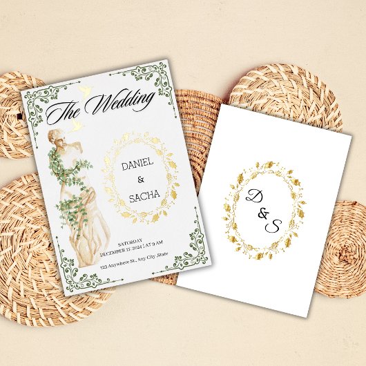 Elegante antike Goldhochzeit Einladung