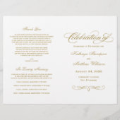 Elegante antike Goldkalligraphie-Hochzeitsprogramm (Vorderseite)