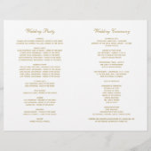 Elegante antike Goldkalligraphie-Hochzeitsprogramm (Rückseite)