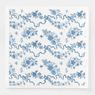 Elegante antike gravierte blaue Rosen und Bänder Serviette