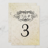 Elegante antike Hochzeitskarte Tischnummer (Vorne/Hinten)