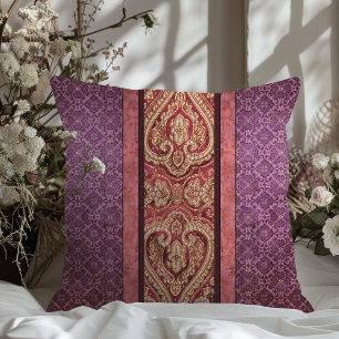 Elegante antike, Inspirierte Lila und rote Damasku Kissen