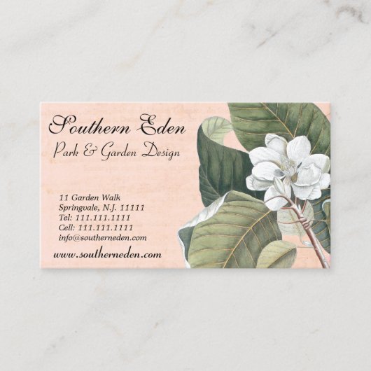 Elegante antike Magnolia Graving Business Card Visitenkarte (Vorderseite)