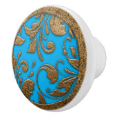 Elegante antike Metall-Scrollarbeit Keramikknauf (Rechts)