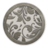 Elegante antike Metall-Scrollarbeit Keramikknauf (Vorderseite)