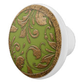 Elegante antike Metall-Scrollarbeit Keramikknauf (Rechts)