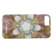 Elegante antike Rosa Silbergraue Blume Case-Mate iPhone Hülle (Rückseite (Horizontal))