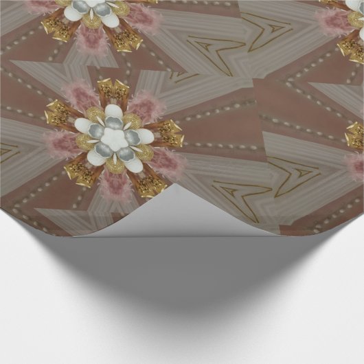 Elegante antike Rosa Silbergraue Blume Geschenkpapier (Ecke)