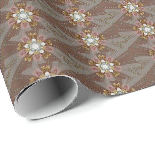 Elegante antike Rosa Silbergraue Blume Geschenkpapier (Rolleneckpunkt)