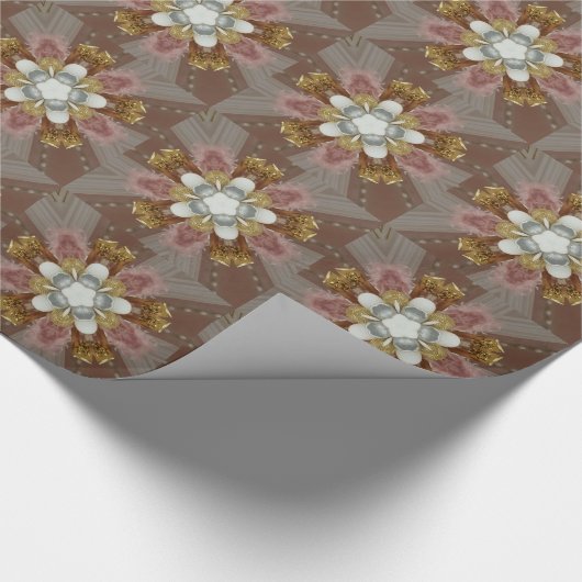 Elegante antike Rosa Silbergraue Blume Geschenkpapier (Ecke)